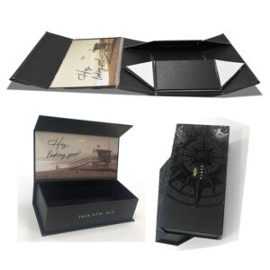 Custom Printing Rigid Paperboard Foldable Magnetic Gift Box Black