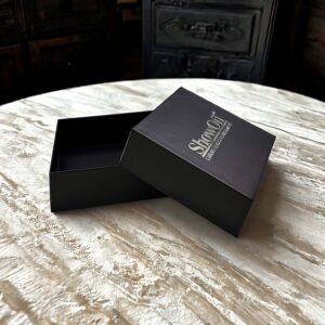 Black Lid Base Gift Box With Silver Stamping
